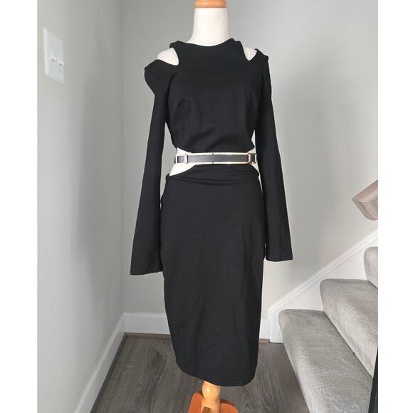 NWT Bebe Oselot LS Cutout Belted Long Sleeve Dress Size M - Picture 7 of 8
